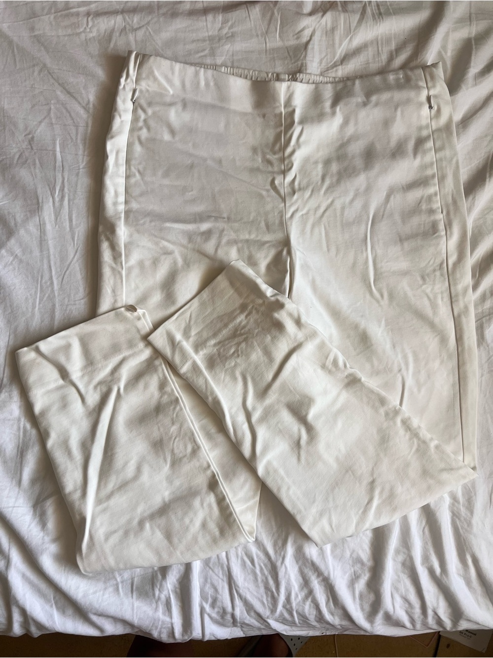 J. Jill White Ponte Essential Cotton Stretch Straight Pants 12